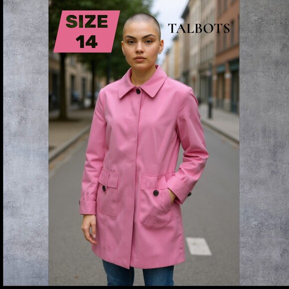 TALBOT’s Women’s Pink Trench Coat SZ 14 - Picture 1 of 10